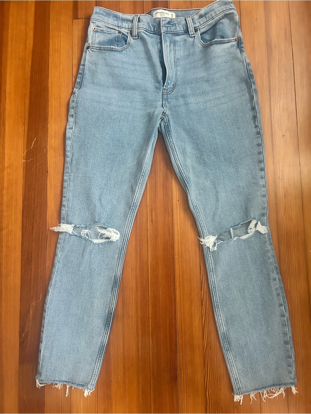 Abercrombie & Fitch Light Blue Distressed Boyfriend Jeans